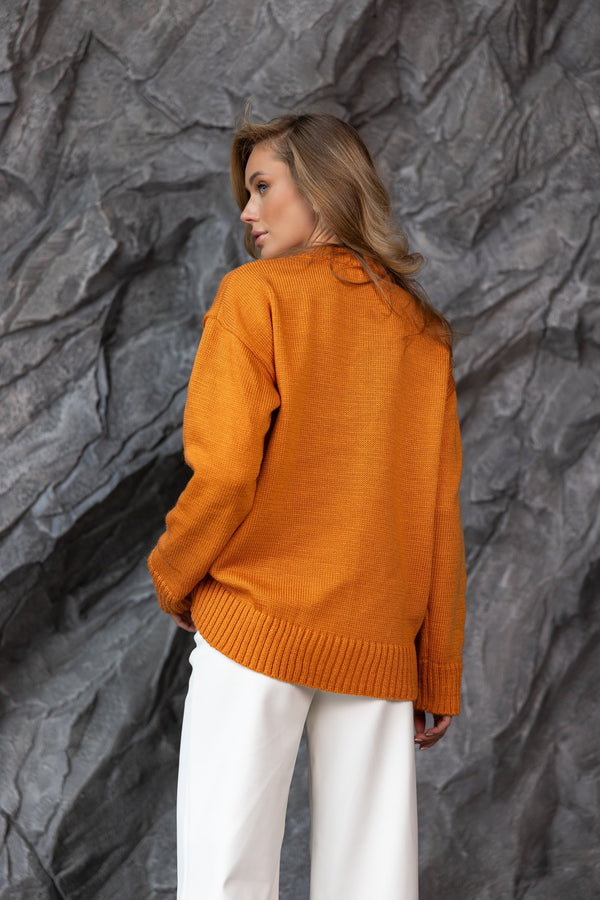 Marion Relaxed Crew Sweater – Orange