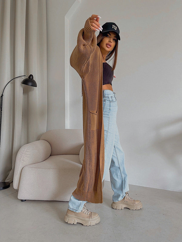 Selene Longline Cardigan – Camel