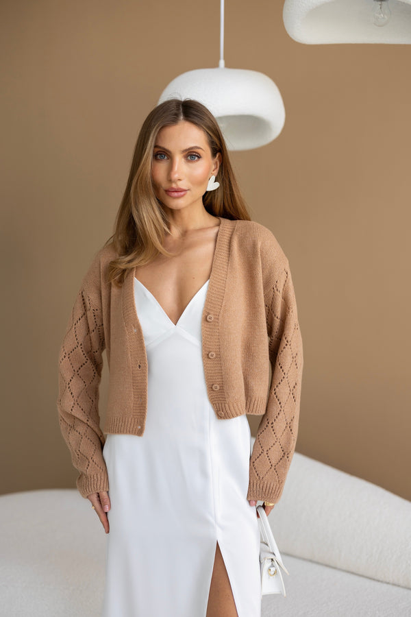 Jacinthe Fine Knit Cardigan – Camel