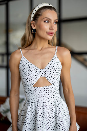 Margaux Polka Dot Mini Dress – White