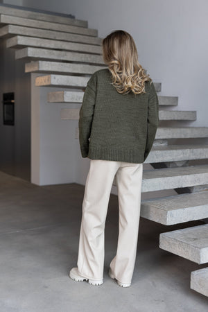 Marion Relaxed Crew Sweater – Khaki