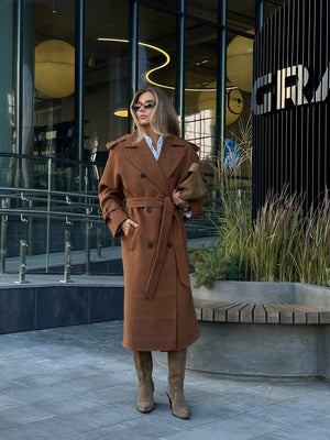Marceline Belted Wool-Look Coat