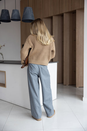 Romy Zip-Front Knit Jacket – Camel