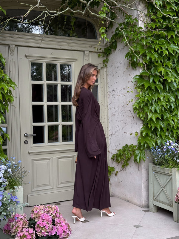 Cerise Ribbed Belted Robe Cardigan – Chocolate