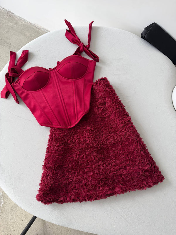 Émeraude Corset Top & Textured Skirt Set