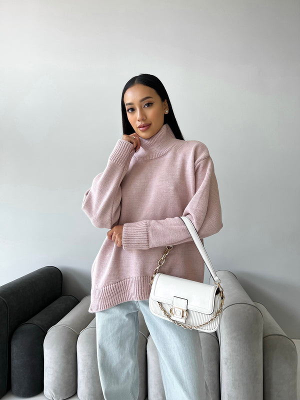 Maëlle Oversized Knit Sweater – Pink