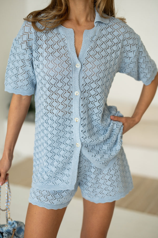 Nora Shirt & Shorts Set – Blue