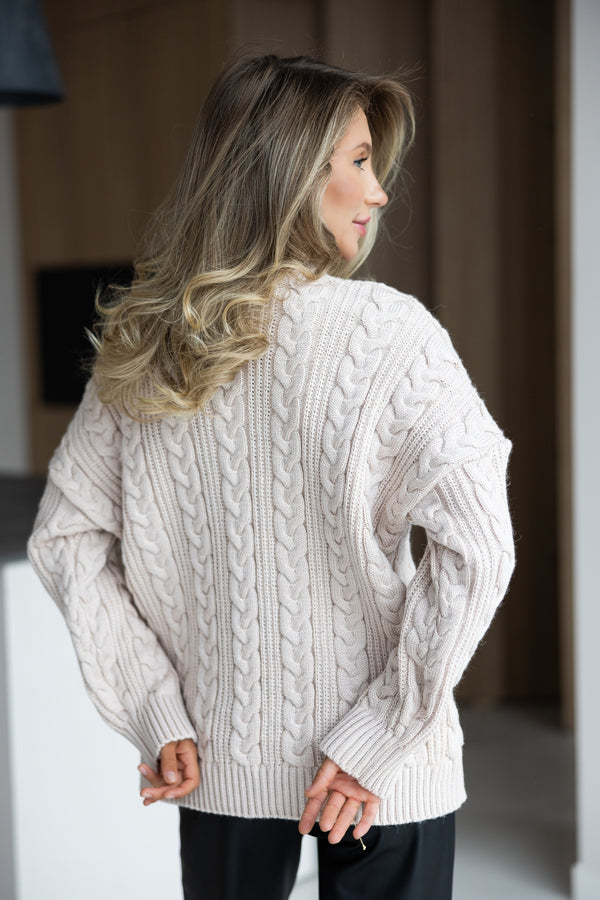 Mireille Cable Knit Sweater – Sand