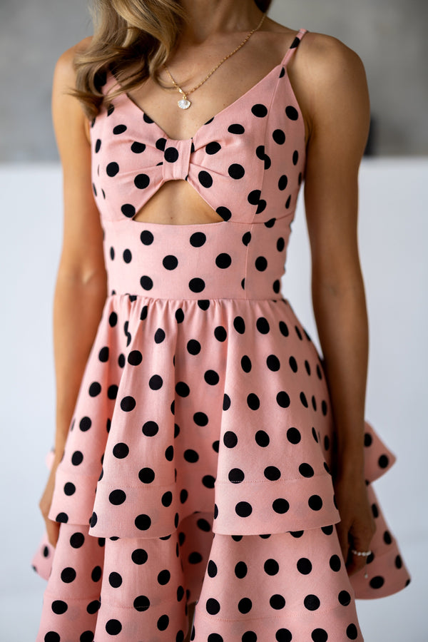 Margaux Polka Dot Mini Dress – Pink