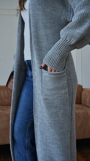 Selene Longline Cardigan – Light Grey