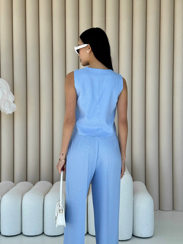 Blanche Waistcoat & Trouser Suit – Blue