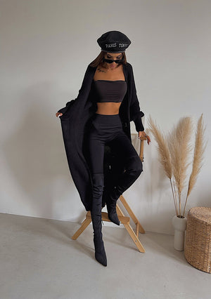 Selene Longline Cardigan – Black