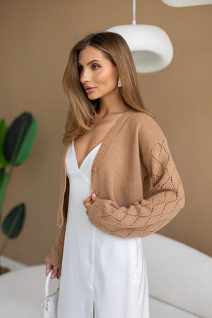 Jacinthe Fine Knit Cardigan – Camel