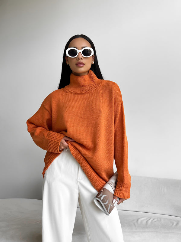 Maëlle Oversized Knit Sweater – Orange