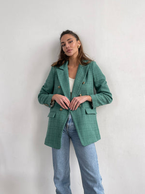 Gwendoline Double-Breasted Oversized Blazer – Green