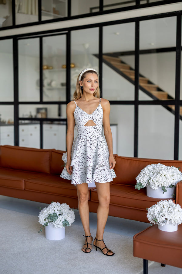 Margaux Polka Dot Mini Dress – White