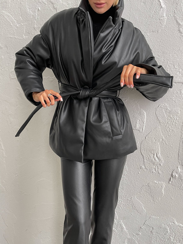 Théodora Quilted Belted Jacket – Black