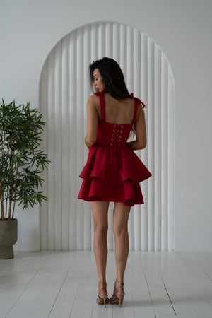 Léontine Tie-Strap Tiered Mini Dress – Mango