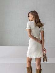 Camille Knit Top & Skirt Set in Milk White