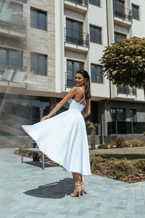 Rosine Satin Bustier Midi Dress