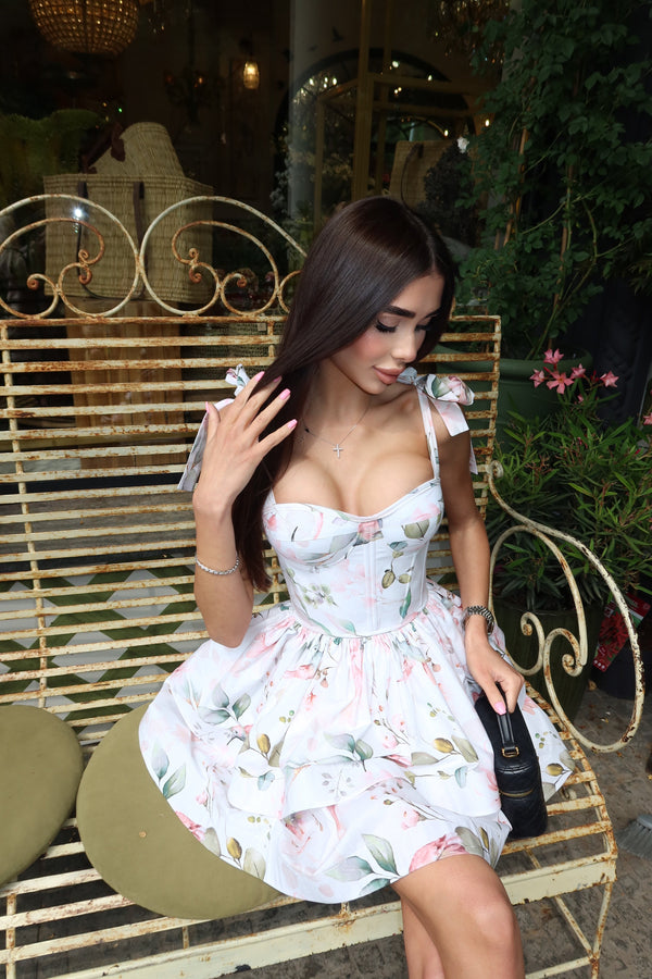 Charline Printed Bustier Mini Dress