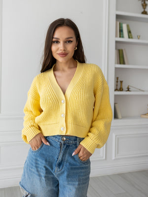 Willa Cropped Cardigan – Yellow