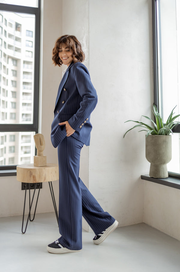 Victoire Double-Breasted Suit Set – Navy