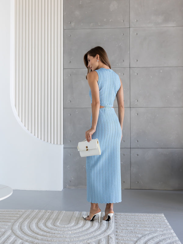 Alba Ribbed Knit Two-Piece – Sky Blue