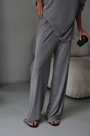 Céleste Off-Shoulder Knit Set – Grey
