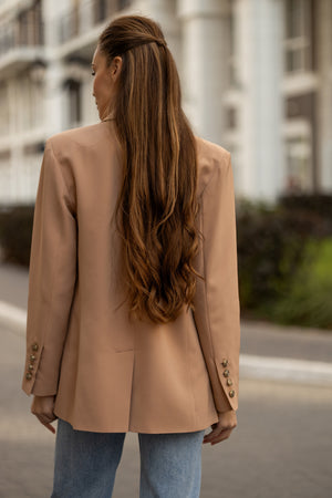 Gwendoline Double-Breasted Oversized Blazer – Champagne