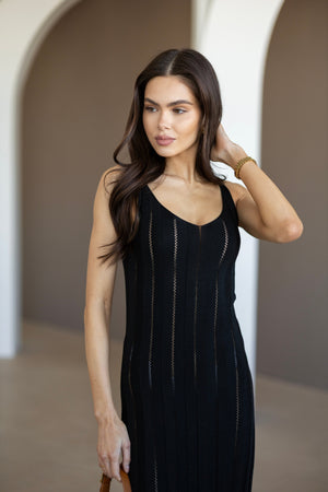 Livia Ribbed Maxi Dress – Black