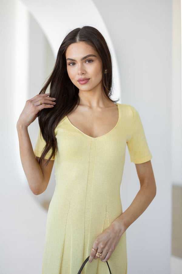 Isadora Slit Knit Maxi Dress – Yellow
