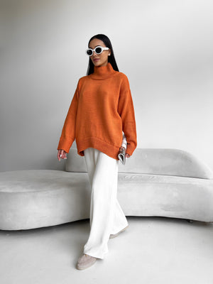 Maëlle Oversized Knit Sweater – Orange