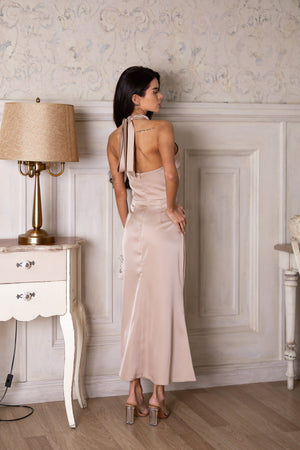 Océane Halter Jumpsuit – Beige