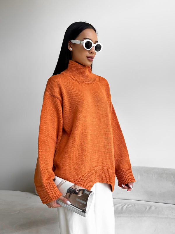 Maëlle Oversized Knit Sweater – Orange