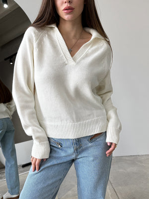 Elin Knit Blouse – Milk White