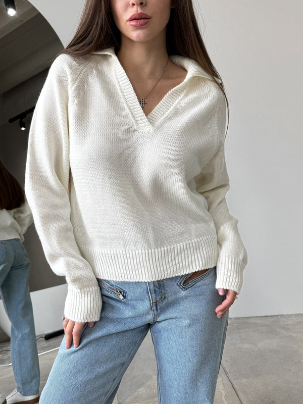 Elin Knit Blouse – Milk White