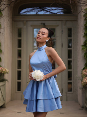 Celestine Tiered Halter Mini Dress