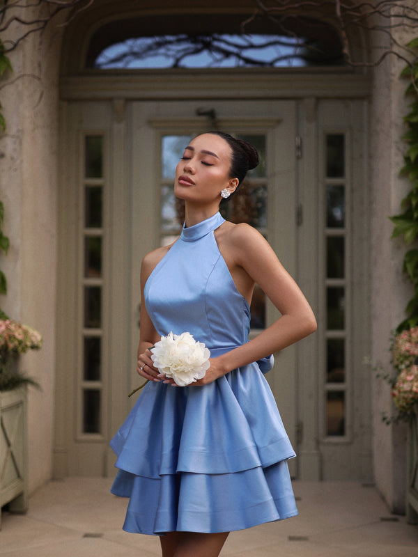 Celestine Tiered Halter Mini Dress