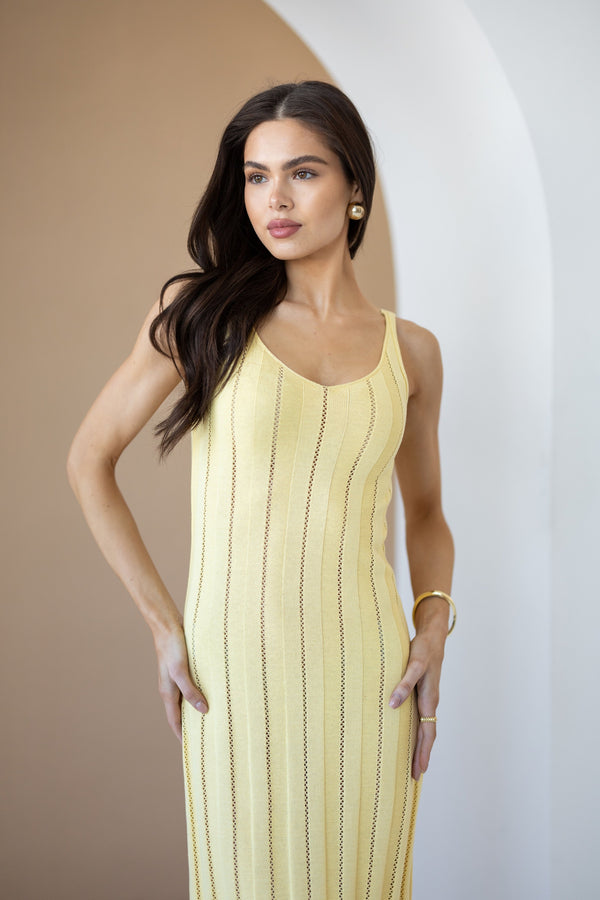 Livia Ribbed Maxi Dress – Yellow