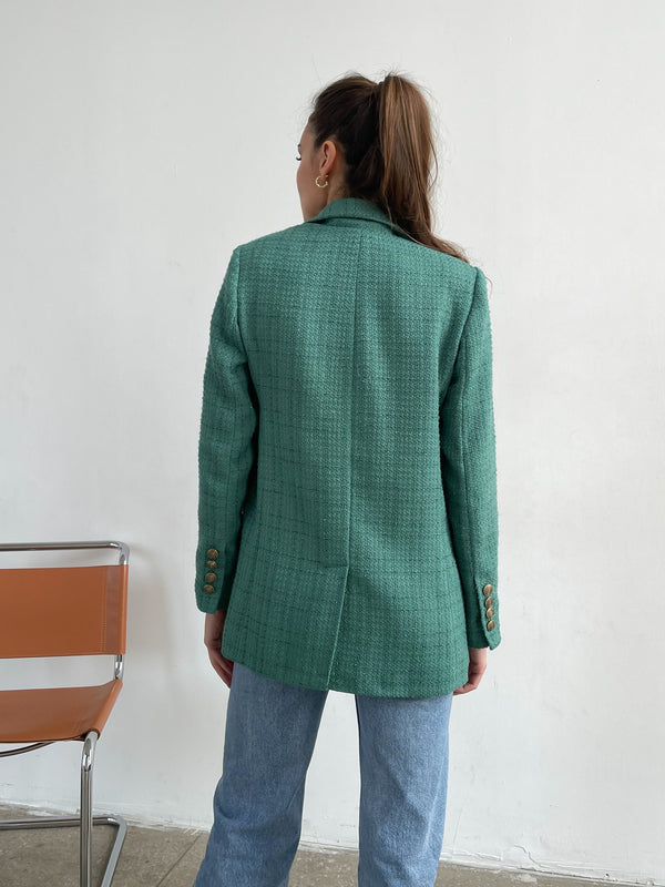 Gwendoline Double-Breasted Oversized Blazer – Green