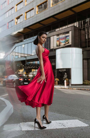 Prudence Satin Halter Maxi Dress