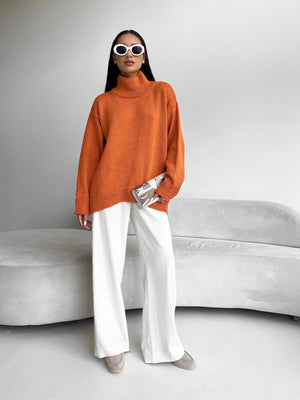Maëlle Oversized Knit Sweater – Orange