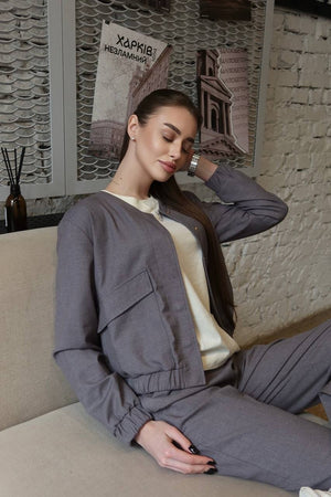 Solene Knit Lounge Set – Grey