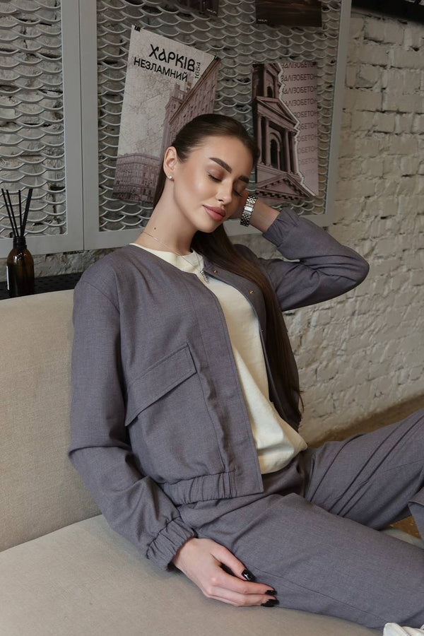 Solene Knit Lounge Set – Grey