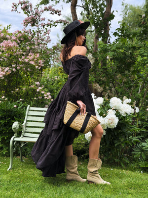 Bérénice Broderie Top & Skirt Set – Black