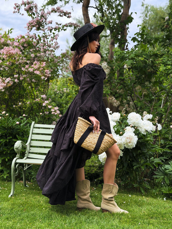 Bérénice Broderie Top & Skirt Set – Black