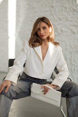 Isla Cropped Blazer – Milk White