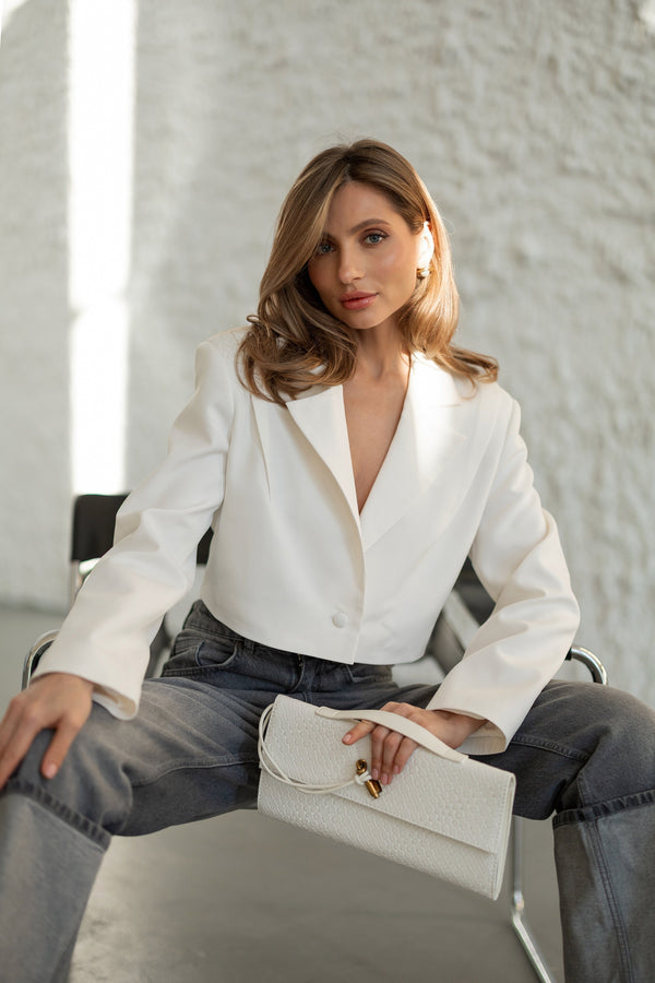 Isla Cropped Blazer – Milk White