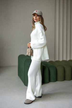 Agathe Half-Zip Knit Set – Milk White